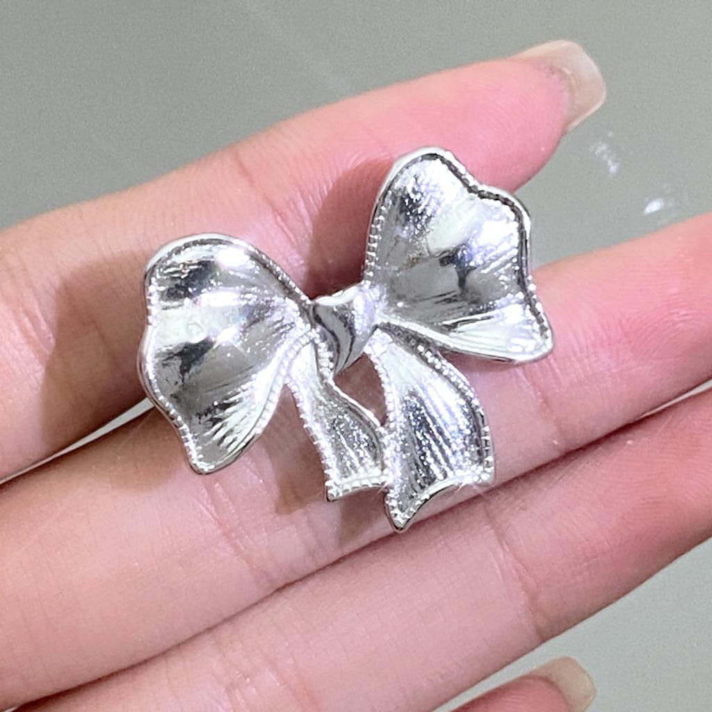 Новое поступление серебряного цвета металлический бант большое кольцо для женщин девочек в корейском стиле простые модные преувеличенные ювелирные изделия подарки