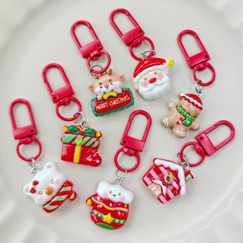 Мультяшный Рождественский Брелок Милый Смоляной Санта Клаус Рождественская Елка Подвеска Брелок Аксессуары для Сумки Праздничная Вечеринка Рождественский Подарок