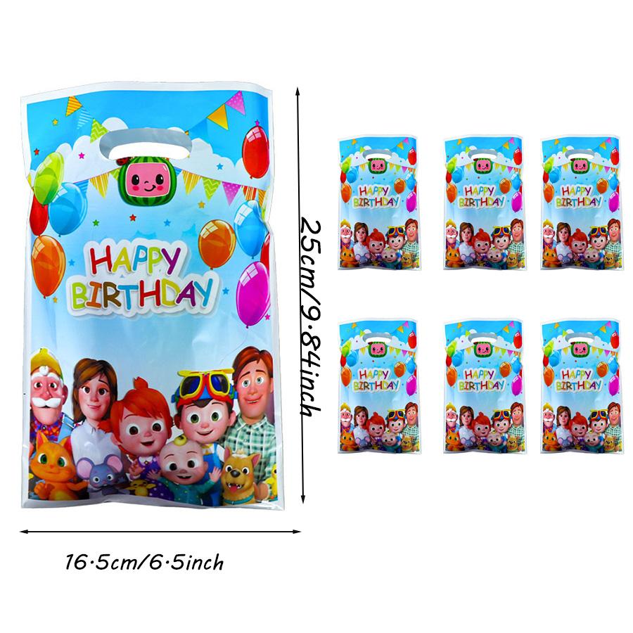 10/20pcs Cocomelon Gift Bags Goodie Bags Loot Bag Birthday Party Favors Supplies Decoration Chocolate Cookies Candy Bag
