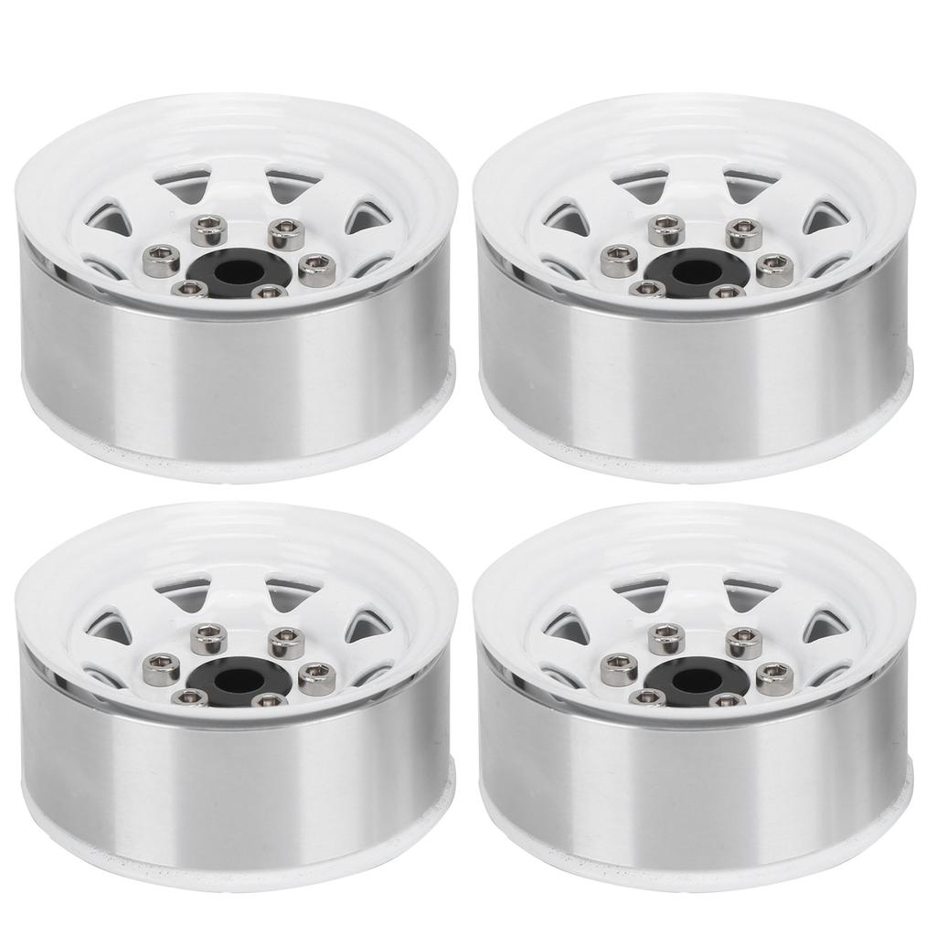 4 Pcs 1.55 Inch RC Wheel Rim Hub Universal RC Wheel Hubs for Axial AX90069 CrawlersWhite