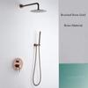 Bathroom Shower Set Brushed Rose Gold Rainfall Shower Faucet Wall or Ceiling In Wall Shower Mixer with 12" Shower Head