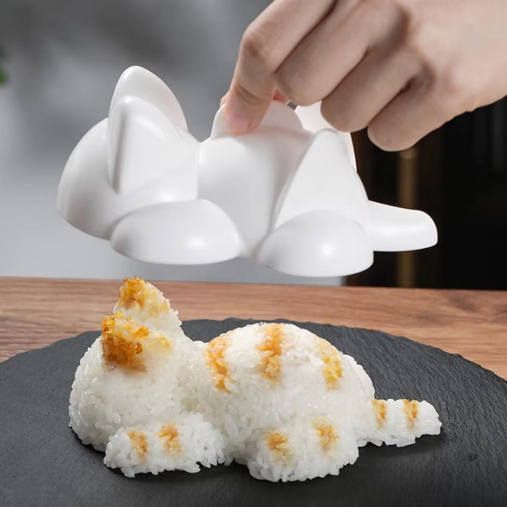 Large Size Cat Shape Onigiri Mold White Sushi Mould Mashed Potato Mold Complementary Food