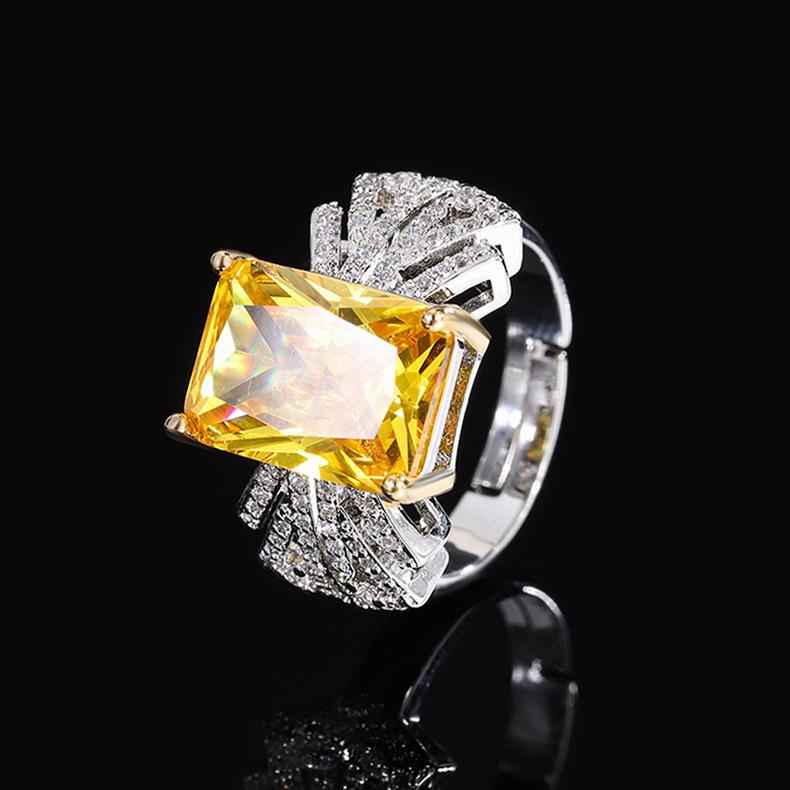 Кольцо из розового циркония, женское кольцо с параизумрудом, винтажное квадратное кольцо с цирконием