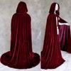 Hooded Cape Reversible Velvet Cloak Lined with Satin Medieval Halloween Christmas Cosplay Costume