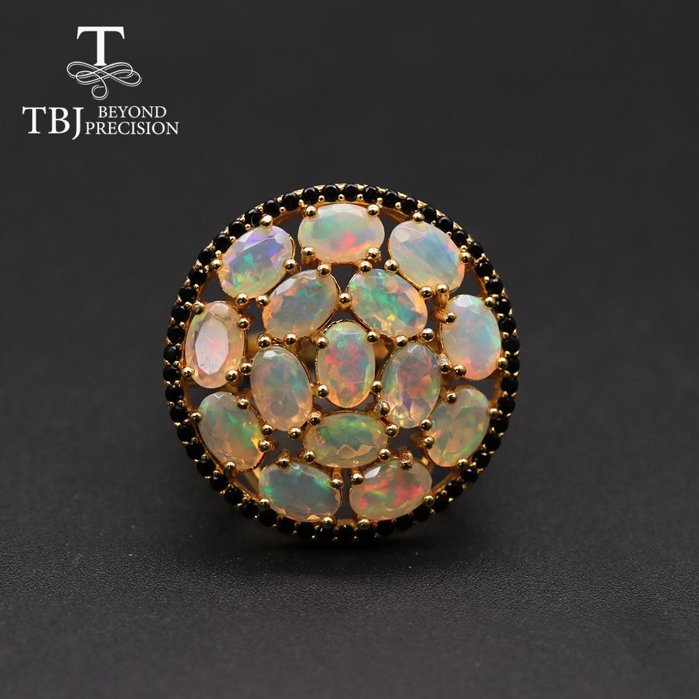 Top Quality Opal Big Luxury Gemstone Ring Oval Cut 4*6mm 15 Pc 7ct Fine Gemstone Jewelry 925 Sterling Silver for Women
