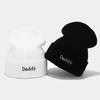 Mom and Dad English Alphabet Embroidery Brimless Cold Hat New Fashion Knitted Ear Protection Couple Hat