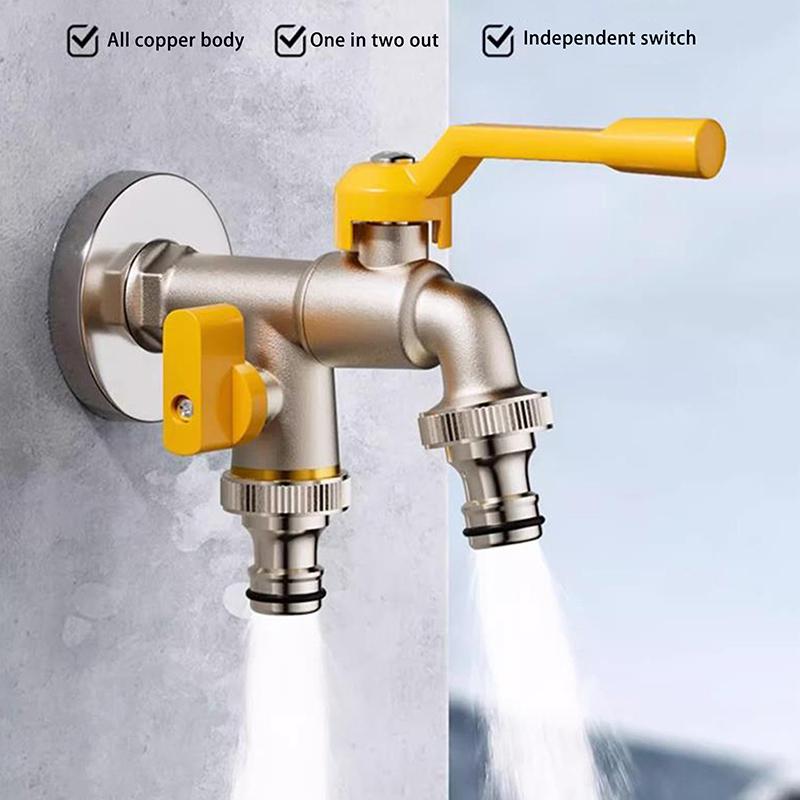 Адаптер для крана садового шланга 1/2'' 3/4'' Соединитель для резервуара для воды IBC с 2 выходами Ирригационный фитинг для замены