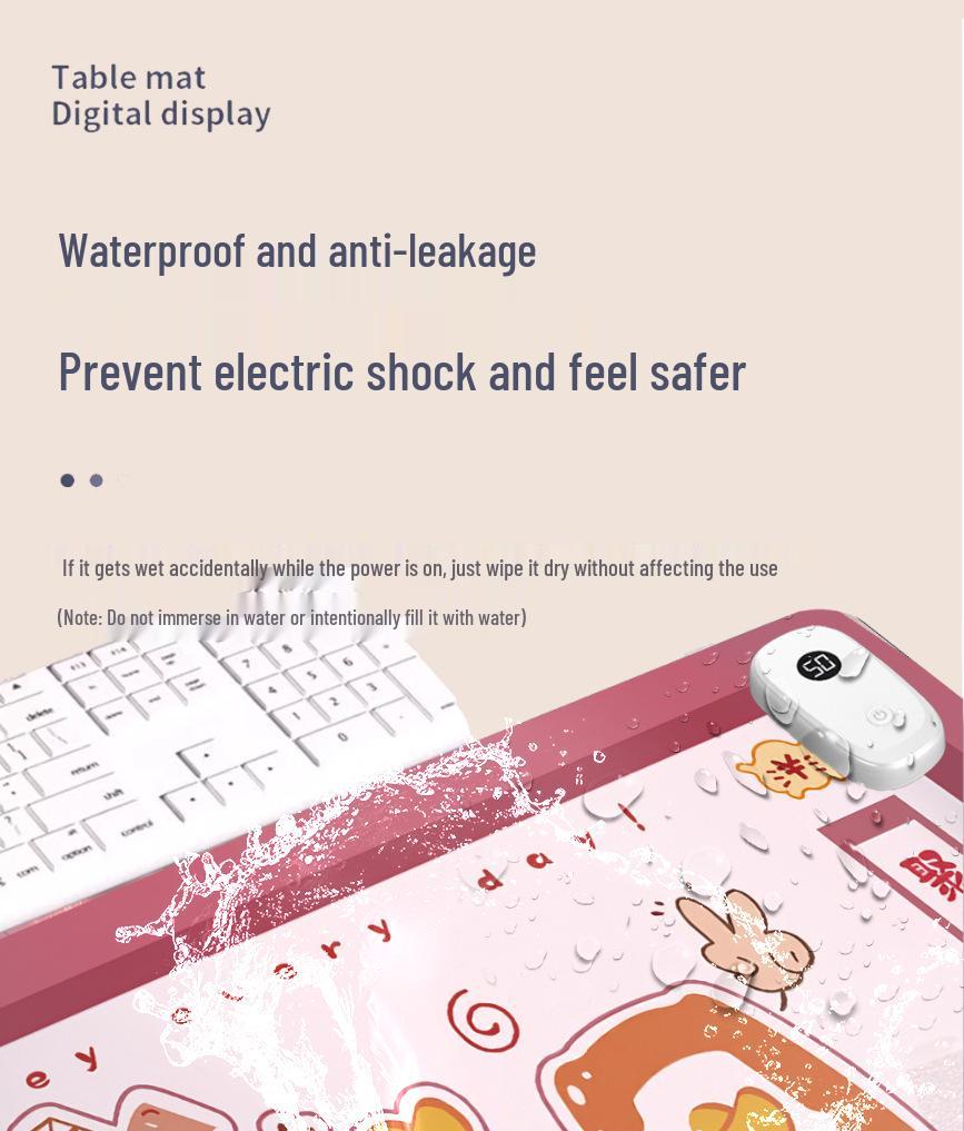 Large Odorless Cartoon Heating Desk Pad - Warm Office Mouse & Table Mat