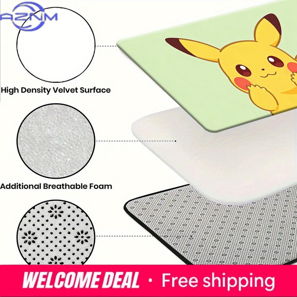 Cute Pokemon Pikachu Cartoon Print Doormat Anti-slip Absorbent Floor Mat for Home Entrance Bedroom Living Room Decor