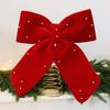 1Pc Christmas Tree Top Party Decoration Burgundy Exquisite Decoration Christmas Bow Decoration Metal Fabric