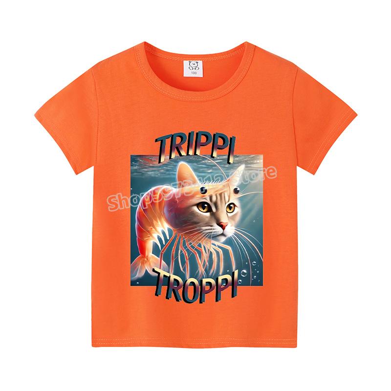 Итальянский маразм Цветная футболка Летняя с коротким рукавом Милая одежда для мальчиков Детский аниме-топ Мультяшная цифровая футболка Подарок