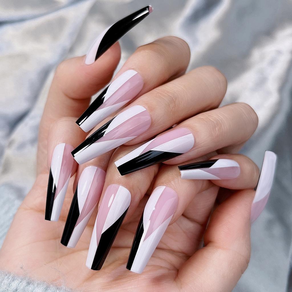 Temperament Whitening Wear Nail Art Finished Product Disassembled Long Markless Fake Nail Patches Can Be Taken with Nails