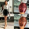 PU Leather Short Skirt Women's Plus-size Pleated Leather Skirt Sexy Tight Height Fanny Pack Hip Skirt Women's Fashion Slim-fit Skirt