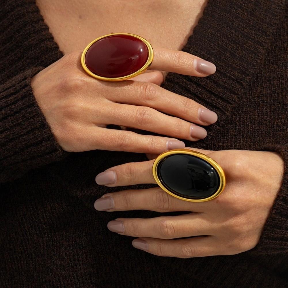 High-end Jewelry Resin Oval Earrings Elegant Style Light Luxury Retro Earrings Party