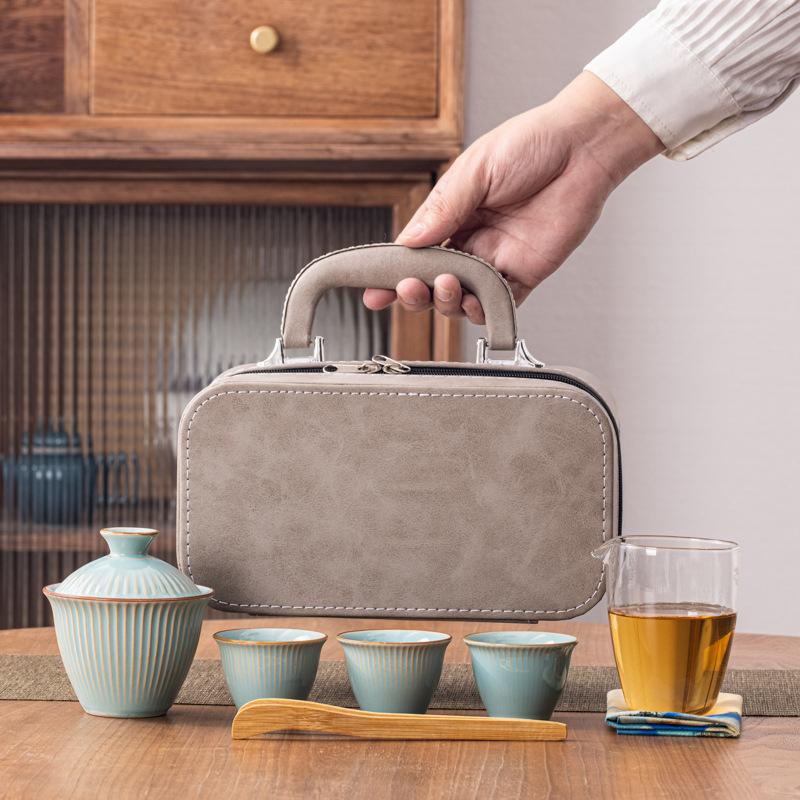Ceramic Portable Travel Tea Set Business Banking Corporate Gift Companion