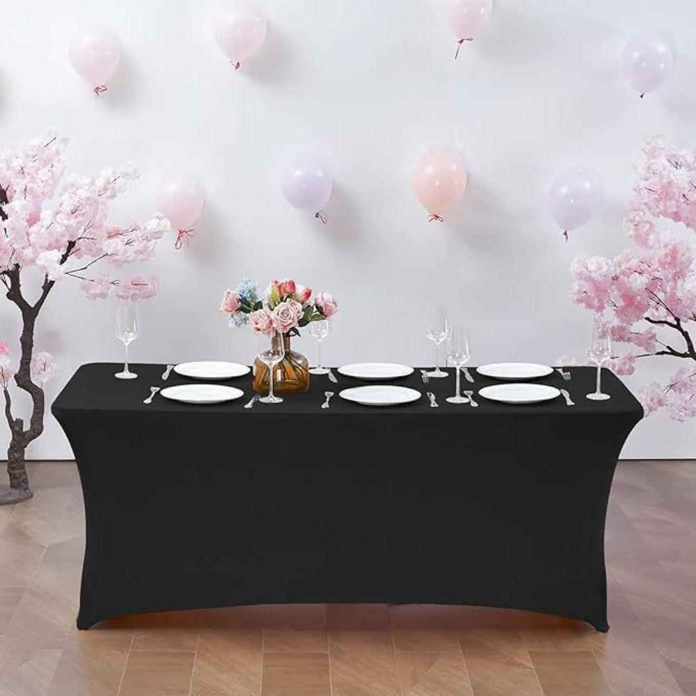 6FT/4FT Table Cover Rectangular Washable Spandex Tablecloth Stretch Tight Fitted Cocktail Table Decoration Wedding Event