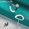 URMYLADY 925 стерлингового серебра сердечки серьги гвоздики для женщин свадебная вечеринка модные украшения