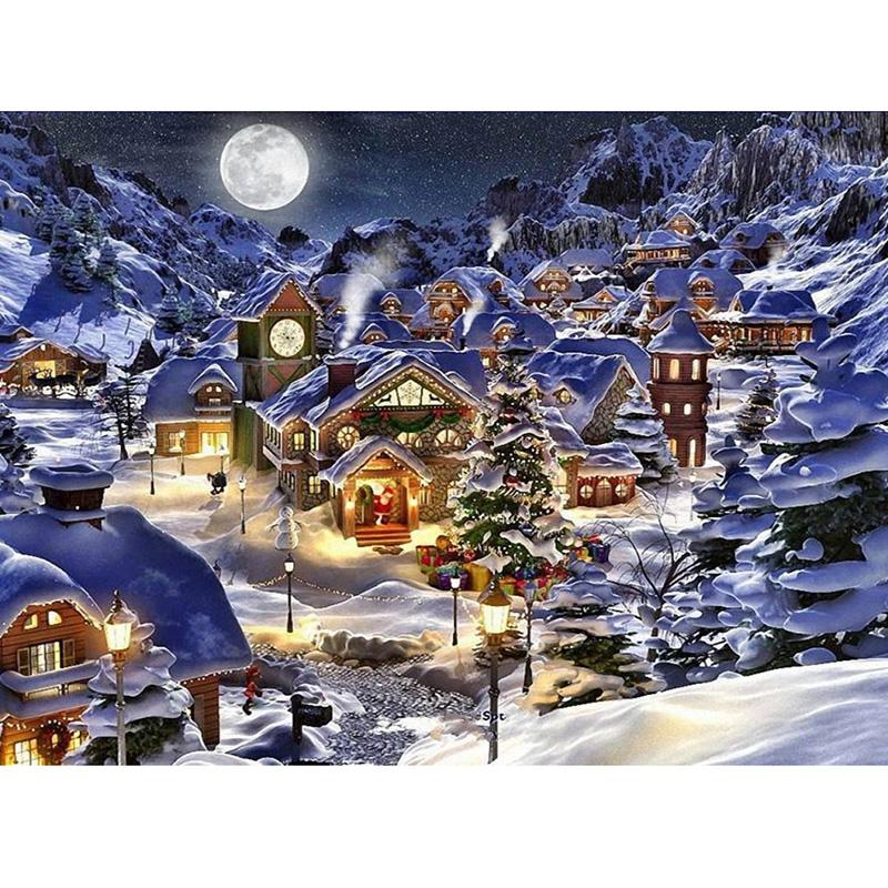 Winter Snow Landscape DIY 5D Diamond Painting Full Round Resin Diamond Embroidery Rhinestones Mosaic Cross Stitch Home Decor