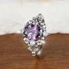 Green Sky's new egg-shaped purple cubic zirconia ring with white diamond accents and a floral vine design Light luxury fashion women's engagement
