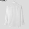 INCERUN Oversized Men Lapel Neck Long Sleeve Buttons Shirts Ribbon Patchwork Tops