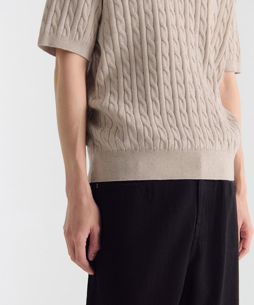 MUSINSA STANDARD Cable Knitted Polo Shirt [Oatmeal]