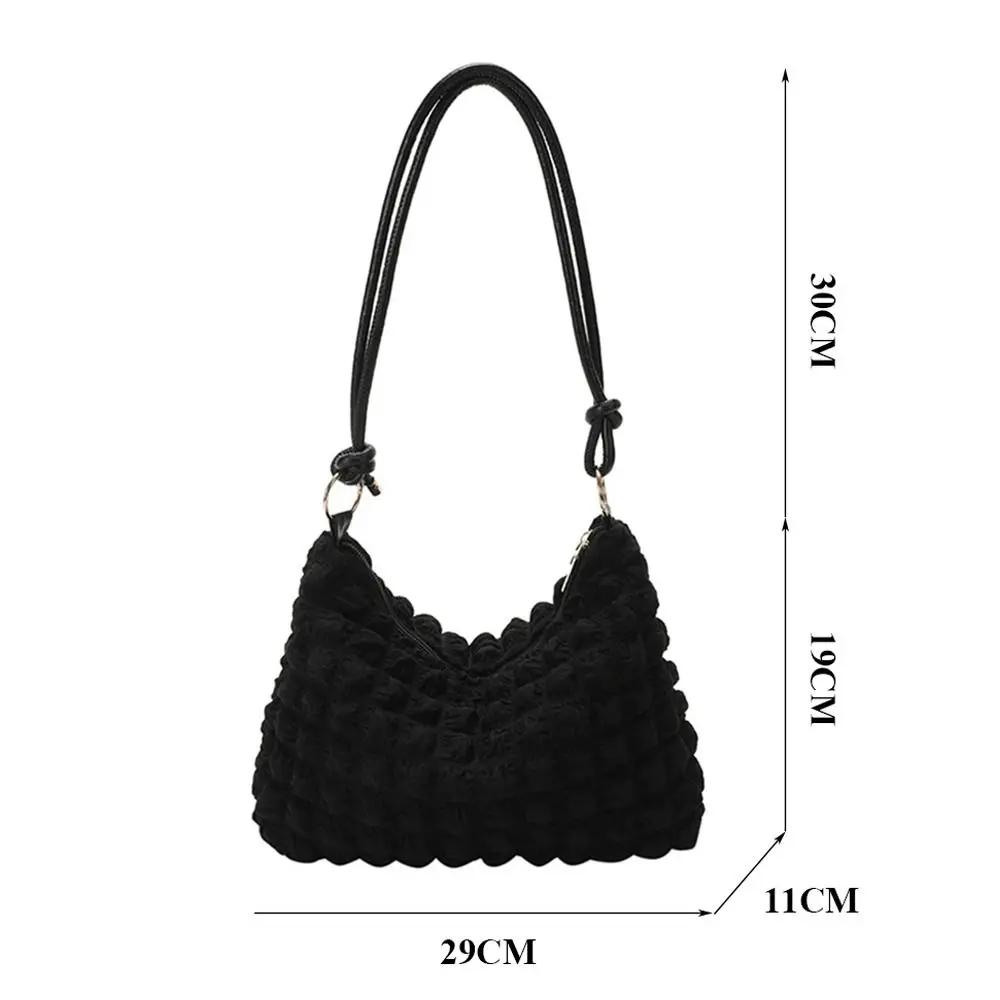 New Canvas Wrinkle Bag for Women Shoulder Bags Pleated Bubbles Handbags Padded Casual Underarm Quilted Bag Tote