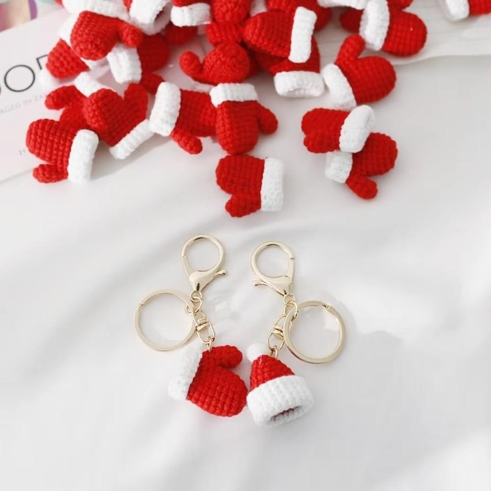 Handmade Crochet Key Ring Mini Size Glove Pendant Sweet Christmas Key Chain Christmas Gif