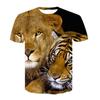 Весенне-летние топы, мужская одежда больших размеров, футболка с 3D принтом животных, футболки с рисунком тигра, топ с короткими рукавами и круглым вырезом, дышащие мужские рубашки