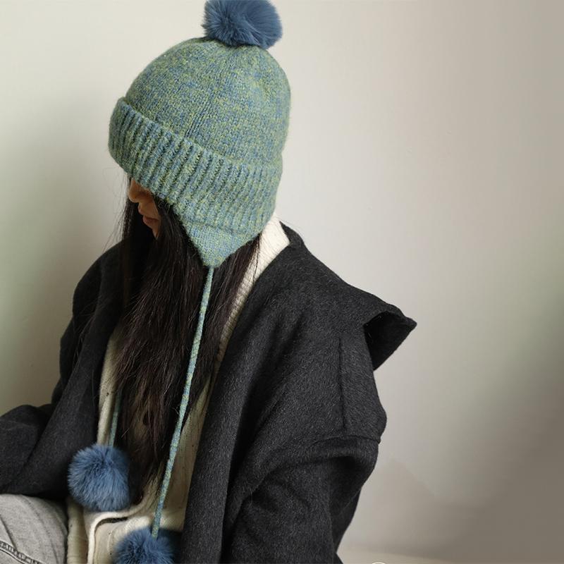 Women'S Knitted Hat Autumn And Winter Warm Earmuffs Korean Style Hat