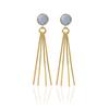 Solid 925 Sterling Silver Moonstone Gemstone Yellow Gold Plated Handmade Designer Earring