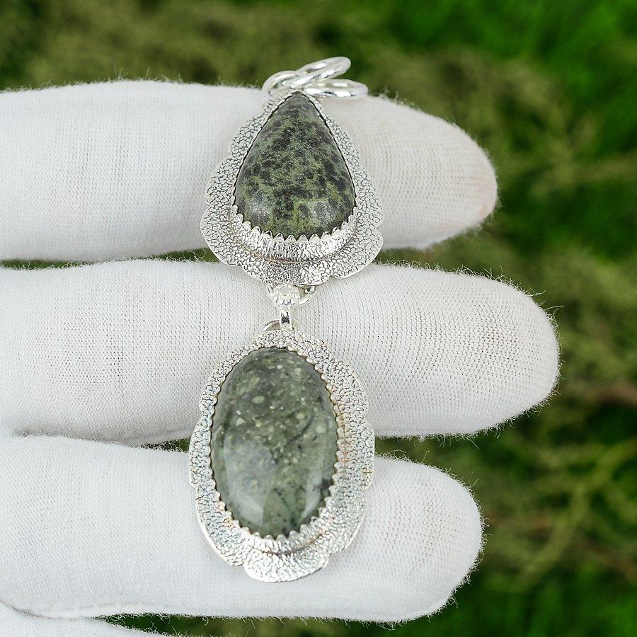 Sterling Silver Pear Natural Kambaba Jasper Daughter Bezel Boho Pendant Jewelry