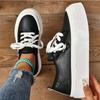 Leather Women Flats Sneakers Platform Running Sport Shoes SyfIyno Trend Winter New Lace Up Casual Shoes Walking Mujer Zapatillas