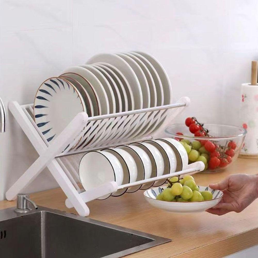 Пластиковая складная сушилка для посуды большой вместимости, держатель для сушки столовой посуды, сушка над раковиной