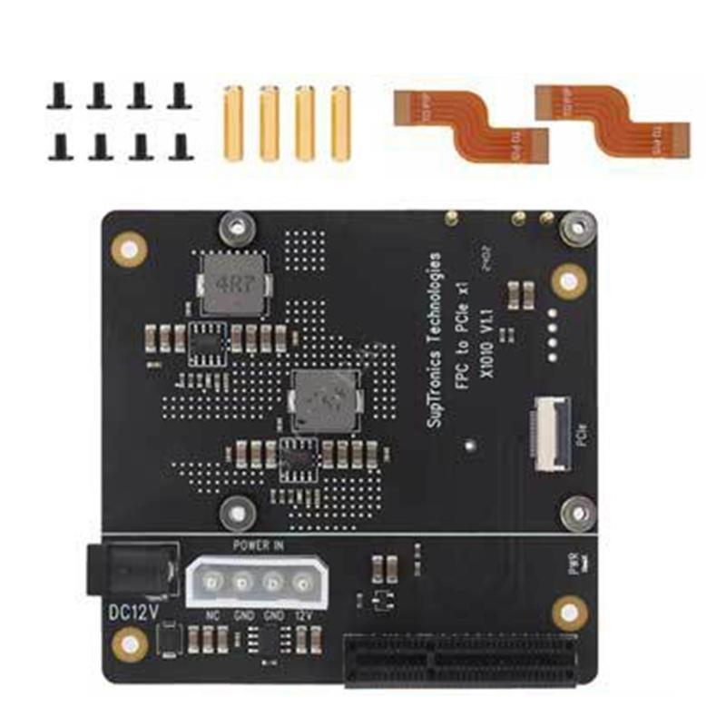 For RPi 5 PCIe Expansion Board With Standard PCIe Slot X1010 PCIe FFC Connectors Flexible Power Option