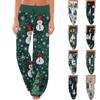Women's Fashion Casual Comfortable Pajama Pants Christmas Print Drawstring Wide Leg Pants