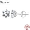 BAMOER Moissanite Stud Earrings, D Color Brilliant Round Cut Lab Created Diamond 925 Silver Earrings Gold Plated for