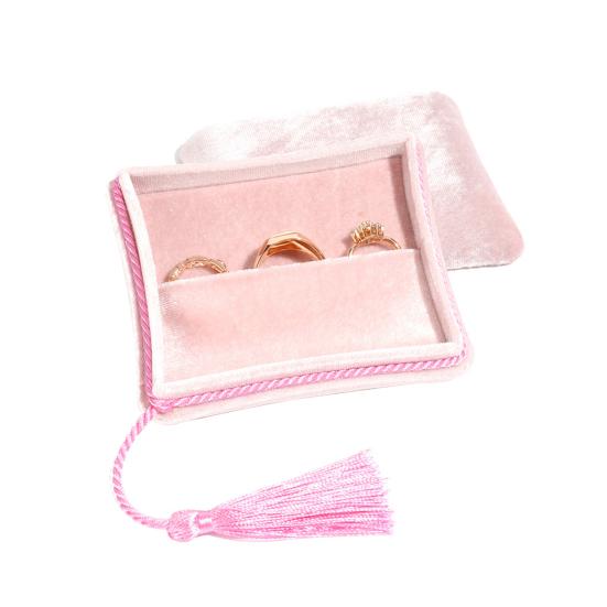 Бархатная шкатулка для украшений Маленький дорожный футляр для украшений с кисточкой Женский портативный органайзер для украшений для колец, браслетов, серег