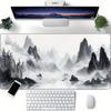 large Black White Chinese Ink Painting Mouse Pad XXL Non-Slip Rubber Base with Stitched Edges Desk Mat Gaming Office Accessories