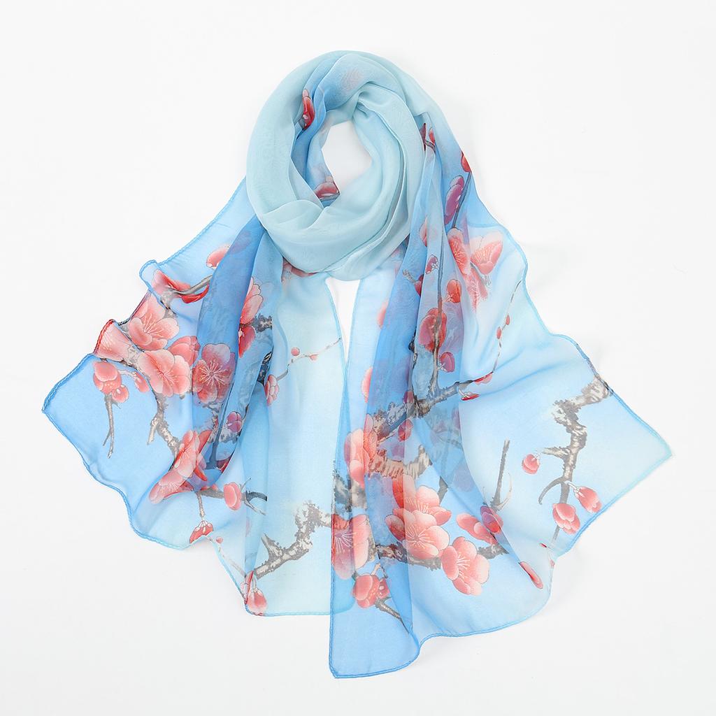 Новый красивый хиджаб из жоржета с цветочным принтом для женщин, тонкий мягкий шарф-шаль, ближневосточный летний пляжный платок с защитой от солнца.