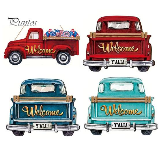 Подвесной приветственный знак на входной двери грузовика с 12 альтернативными сезонными праздничными декорациями, приветственный знак в форме грузовика на осень, День благодарения, Хэллоуин