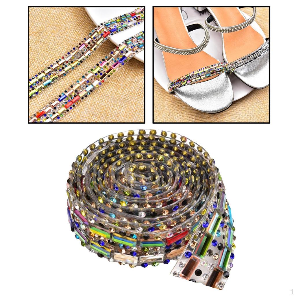 1.5cm 2Rows Crystal Glass Diamond Decorating Lace Ribbons for Sewing or Craft Decoration