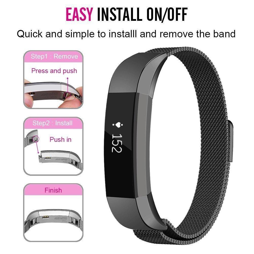 Элегантный металлический сетчатый миланский ремешок для Fitbit Alta, магнитный ремешок из нержавеющей стали