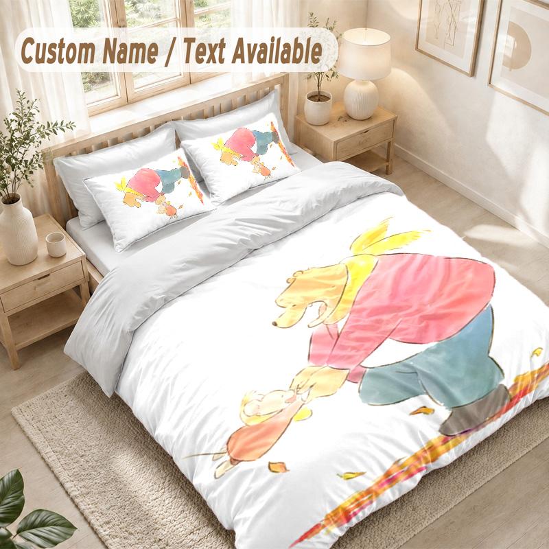 Ernest And Celestine Bedding Set, 1 Duvet Cover & 2 Pillowcases Soft Comfortable Bedroom Home Textile Decor