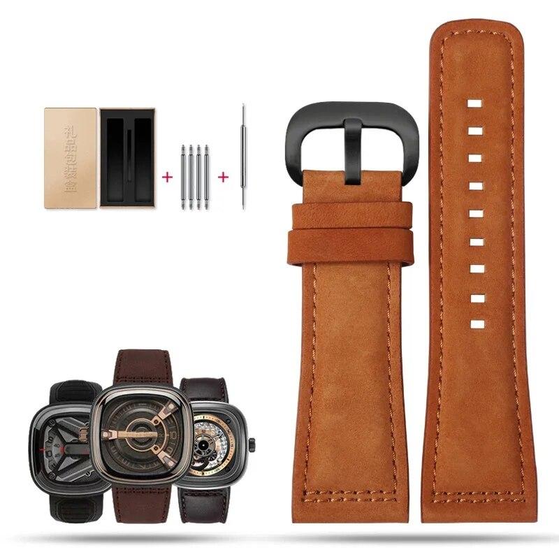 Ремешок для часов из натуральной кожи для SevenFriday, мужской ремешок для часов Q203 M203 P1 P2 S2 M2 Q2 03 01 02, коричневый, синий, воловья кожа, 28 мм