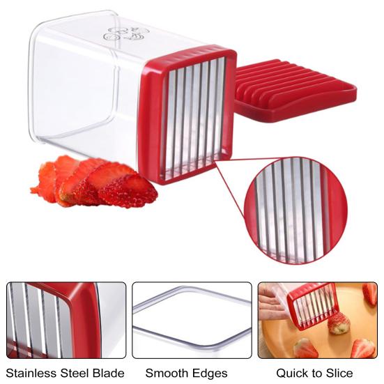 1/2/3 Pcs Fruit Cup Slicer with Push Plate Strawberry Bananas Kiwis Cutter Integrated Blade Design Dishwasher Safe Vegetable Salad Kitchen Gadget