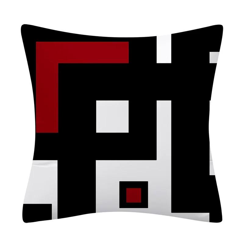 Red Black Pillow Cover Polyester Printed Abstract Cushion Case Sofa Home Decor xcm Bedroom Living Room Throw Pillowcase Gift