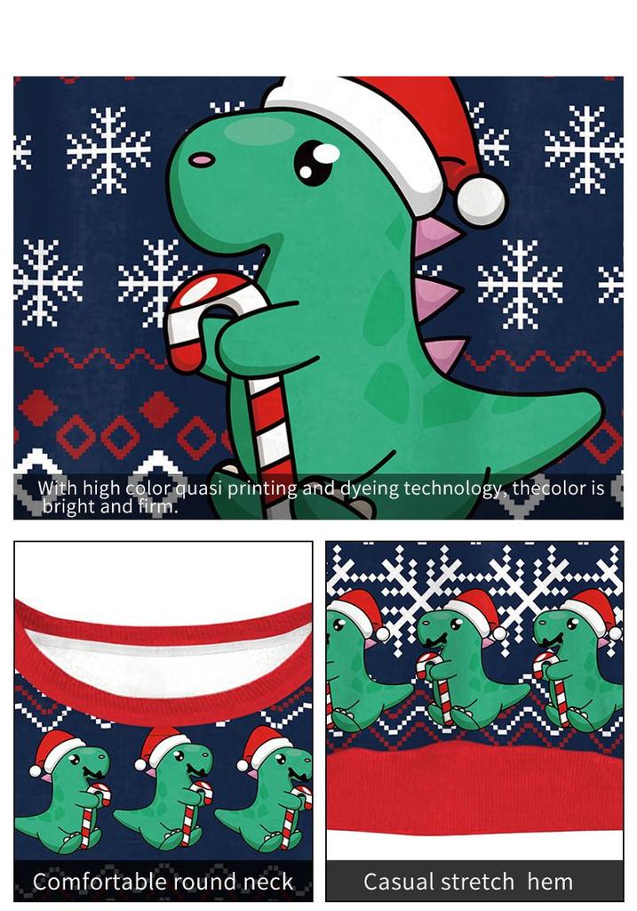 2025 New Christmas Elk & Dragon Cartoon Couple Hoodies – Fashionable Digital Print