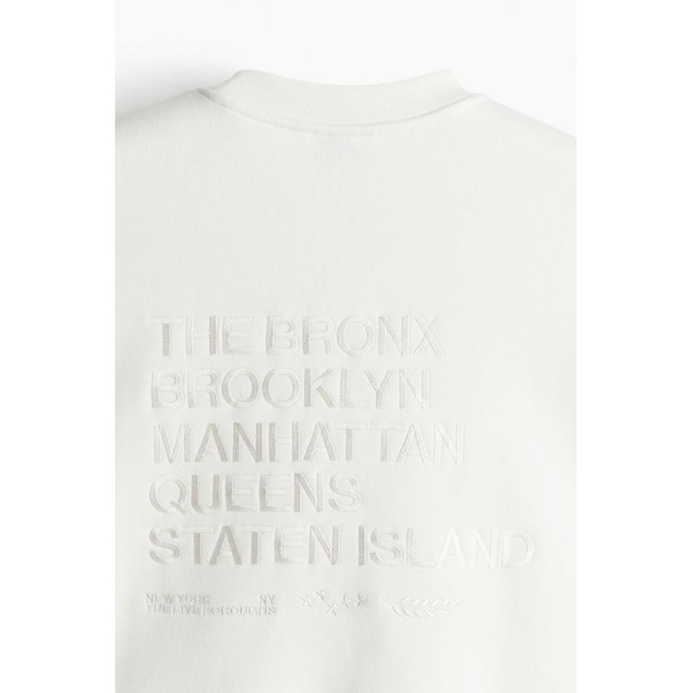 Толстовки HM Loose Fit Print, белая, Нью-Йорк