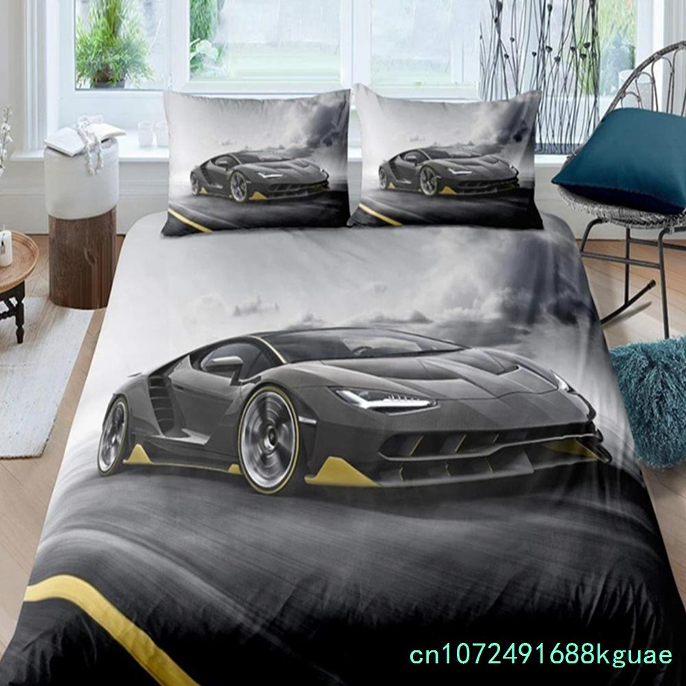 Пододеяльник с изображением гоночной машины King Queen Cool Speed Racing, комплект постельного белья для подростков и мужчин, черный спортивный автомобиль, пододеяльник из полиэстера