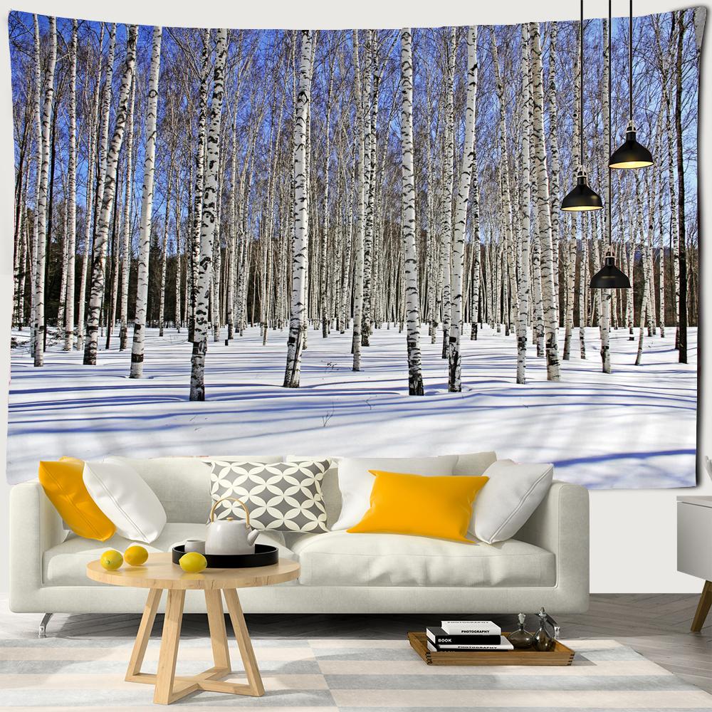 3D пейзаж лес береза лес деревья большой гобелен хиппи настенный гобелен богемный декор гобелен спальня фон ткань